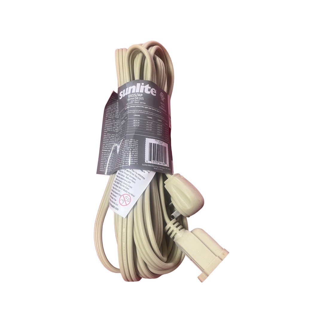 Sunlite 15 FT Power Extension Cord EX15/AP Beige Item # 04165