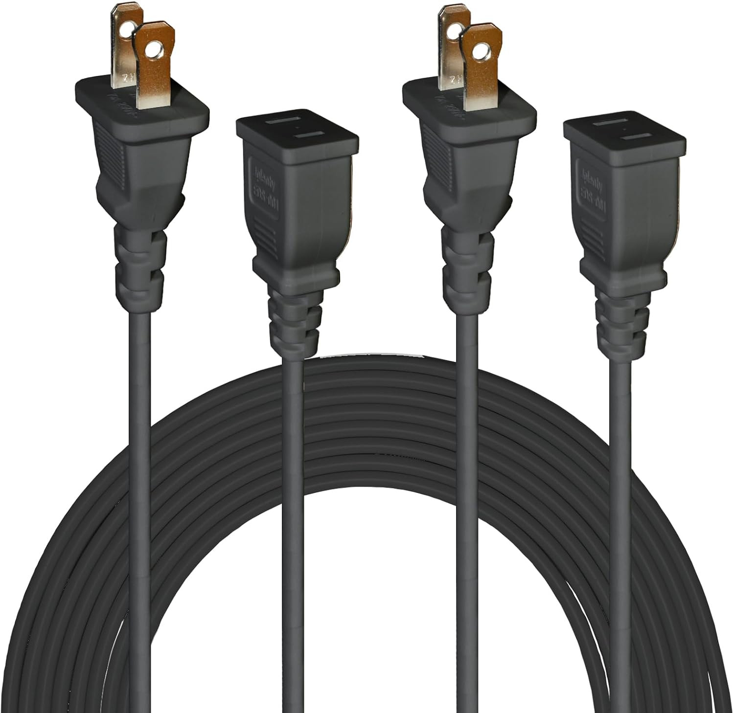 15FT White 2-Prong Extension Cord for Indoor and Outdoor Use