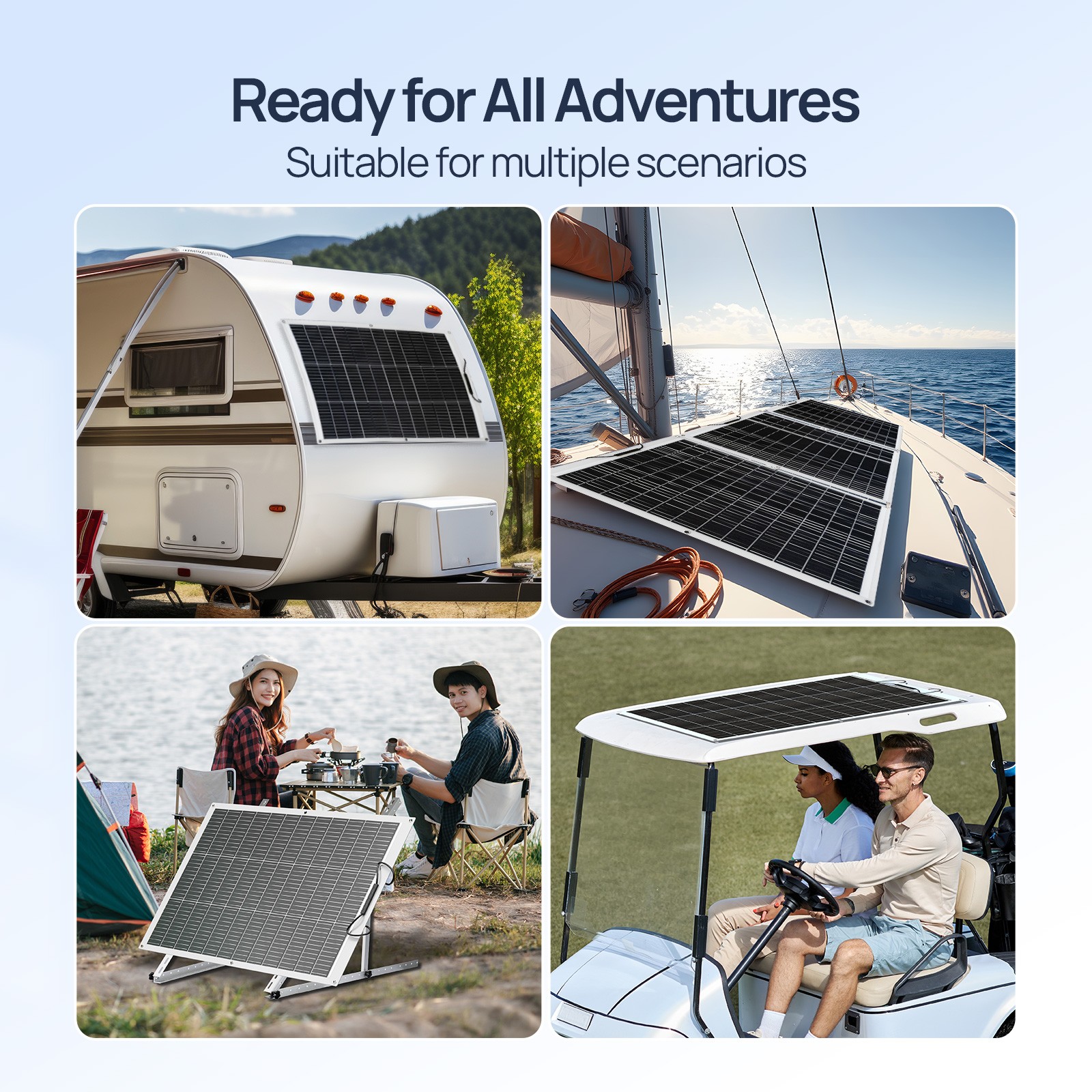 100W 300W Watt 12V Portable Flexible Solar Panel Kit RV Camping Off-Grid Rooftop