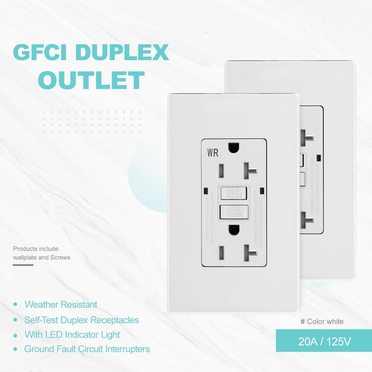 Micmi 20 Amp Gfci Outlet Outdoor Wr Weather Resistant Tr Tampter Resistant