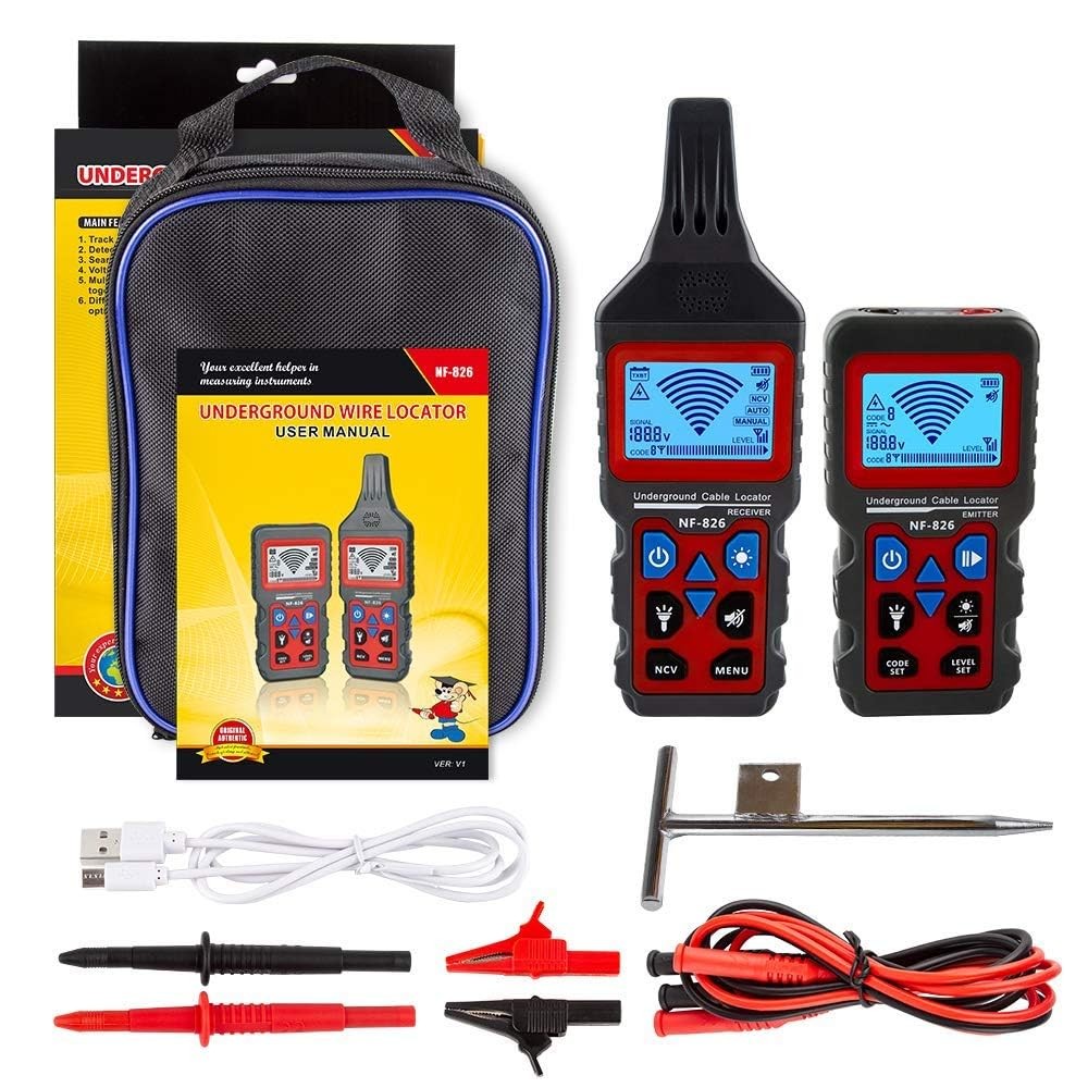NOYAFA NF-826 Underground Cable Locator Wire Tracker, for Dog Fence Black