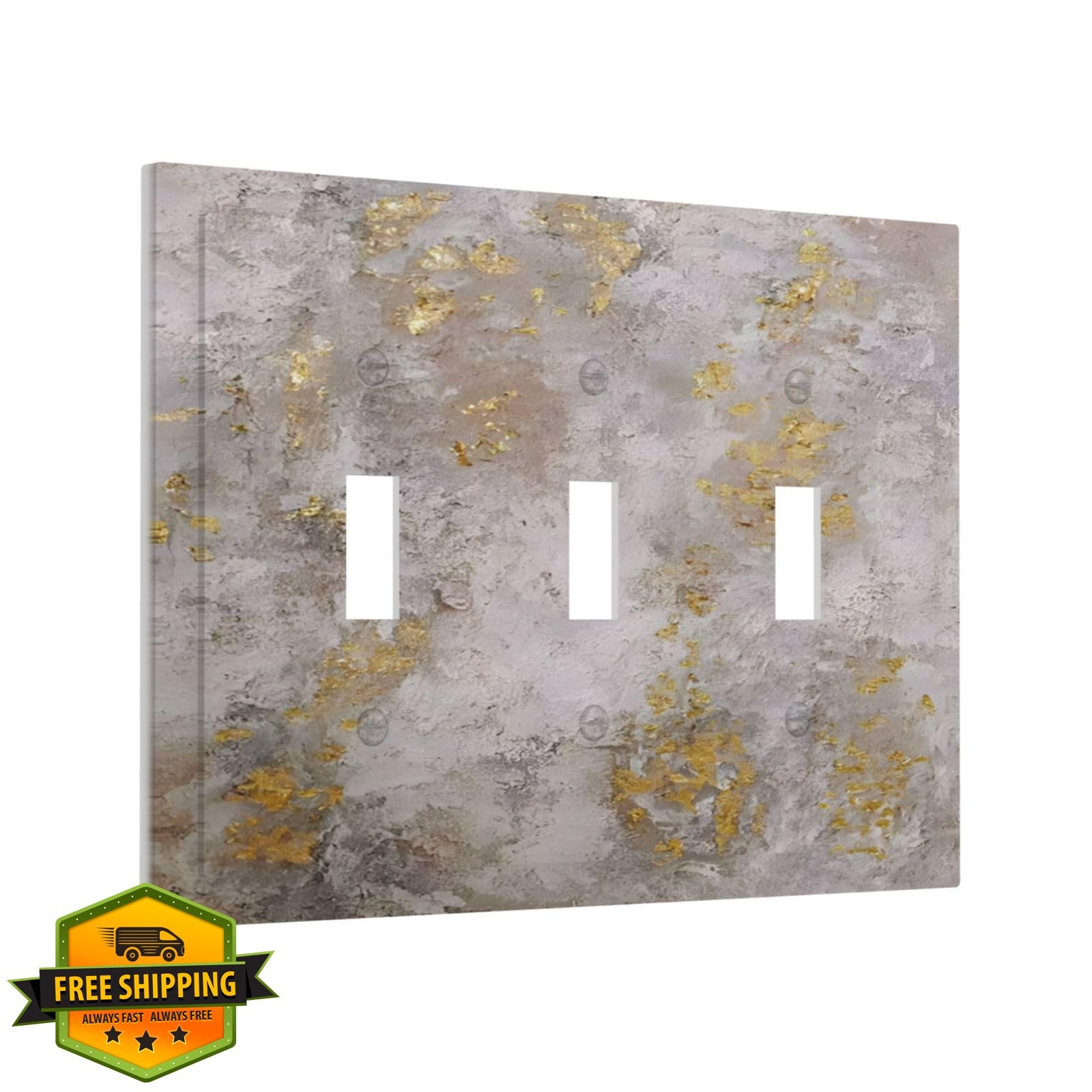 Jszwcy Switch Plate Abstract Gold Dark Gray 3-Gang