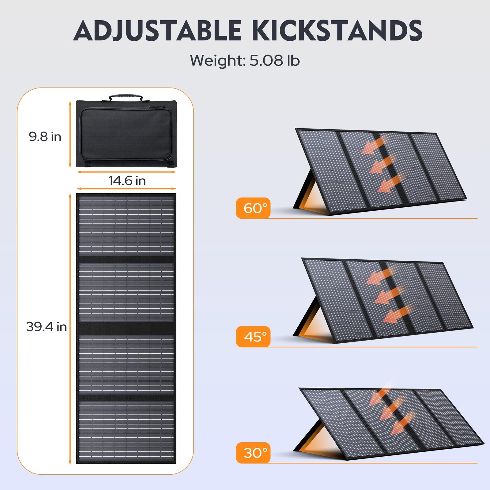ENGINSTAR 60W Foldable Solar Panel Charger with 18V DC Outlet for Portable Po…