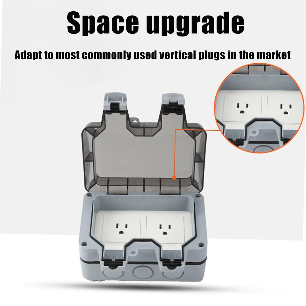 Outdoor Power Socket 10A Outdoor Lock Cover Garden Waterproof Socket Dual Plug