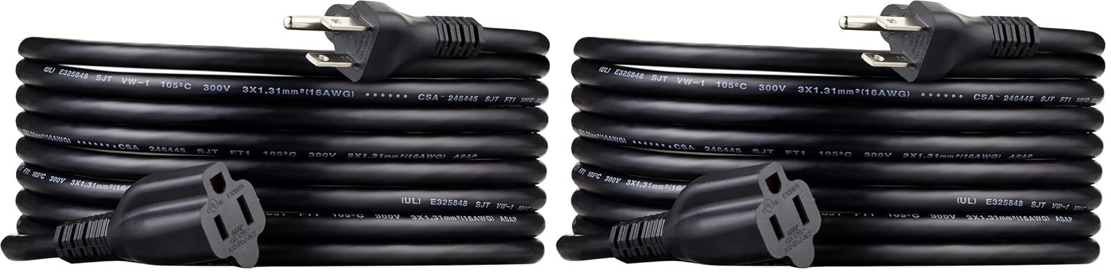 Amazon Basics 6 Ft Extension Cord, 3 Prong Outlet, 13 Amps, Black