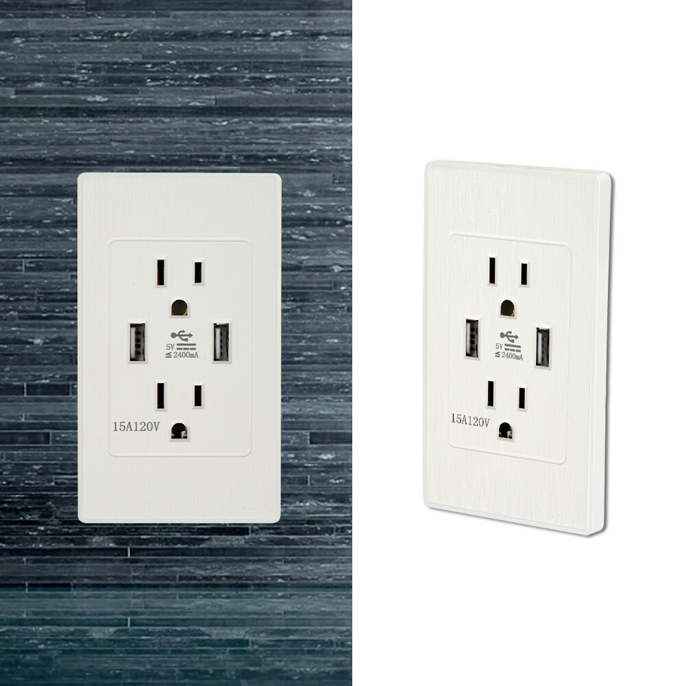 Lot Dual USB Wall Charger Port Socket US Plug Electrical Outlet Panel 2.1A 110V