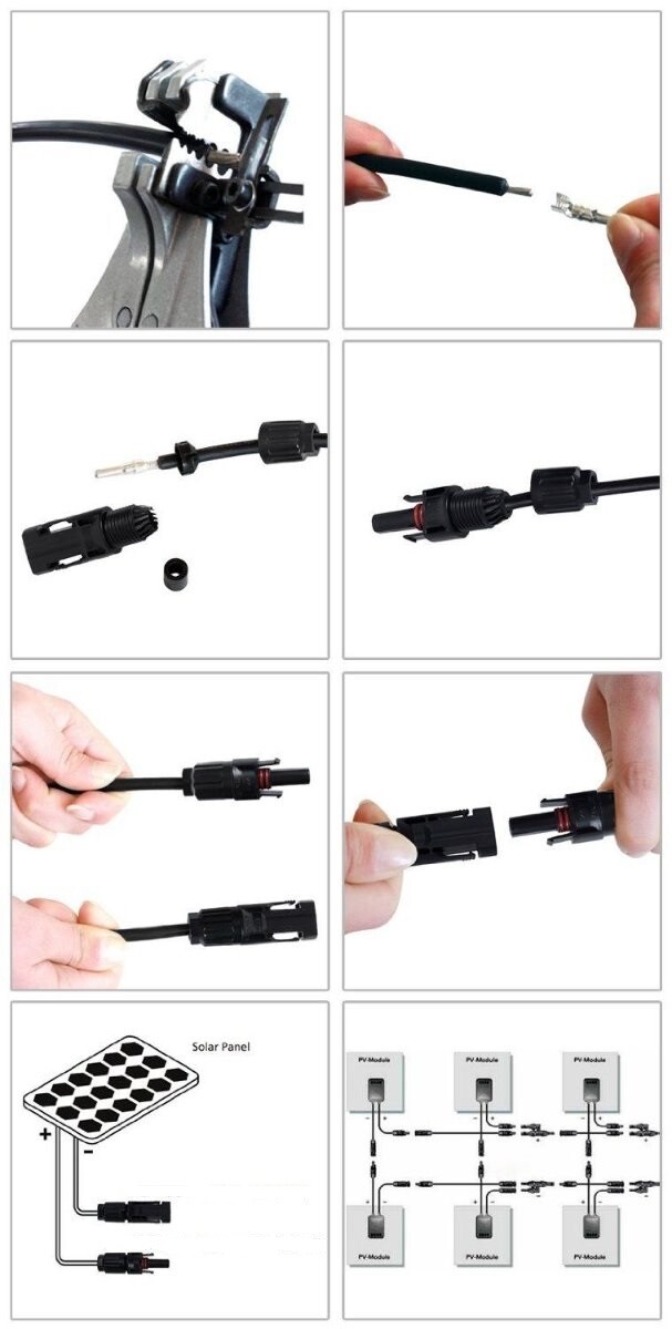 10/20/50/100 Pairs Male Female Wire Cable Connector Set Solar Panel Waterproof
