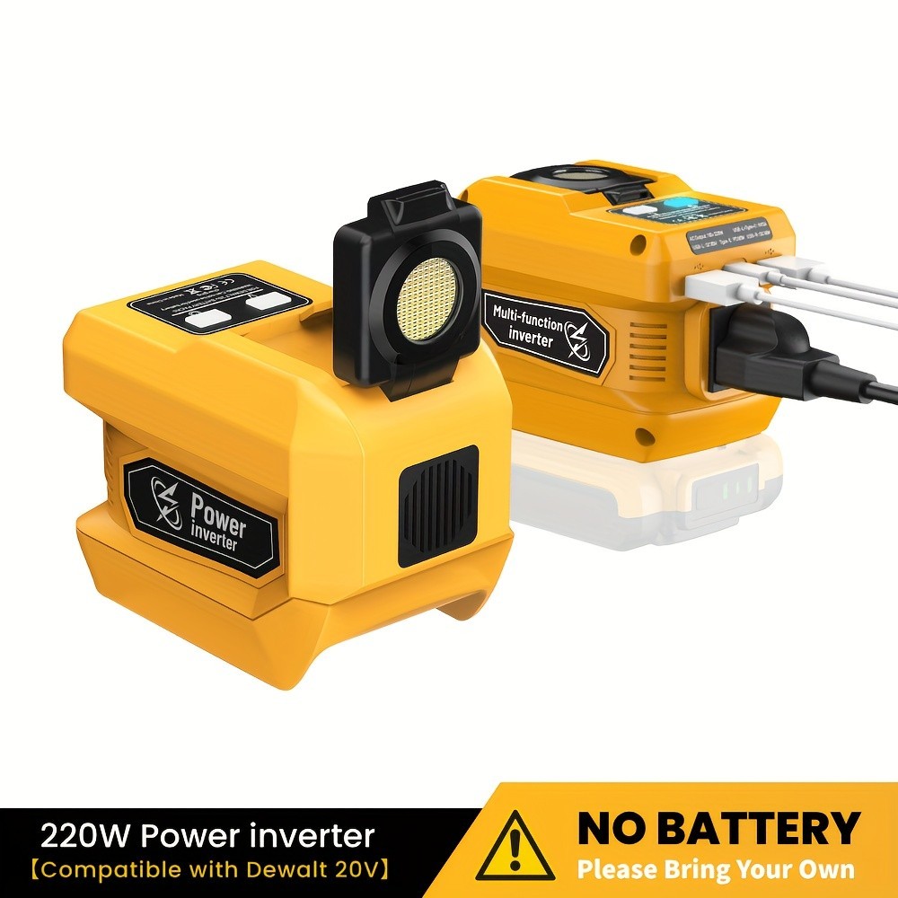 DC 20V to AC 110V Power Inverter Compatible with Dewalt 20V Battery 220W Output