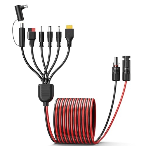 7-in-1 Solar Panel Adapter Connectors,3.6 Feet Universal 12AWG MC4 Cable to DC