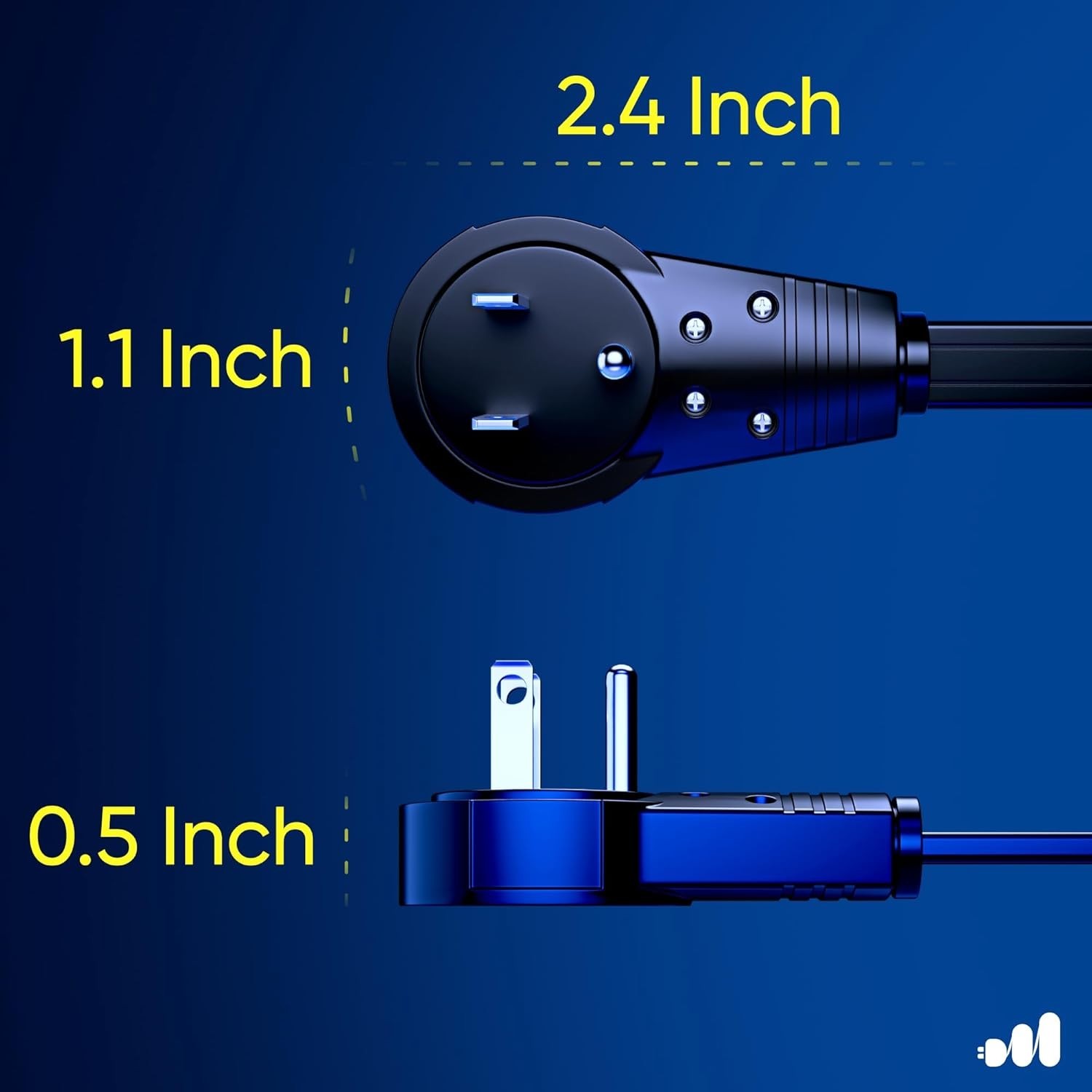 360° Rotating Flat Plug Extension Cord – 0.5 Ft – 3 Outlet – Certified Pack