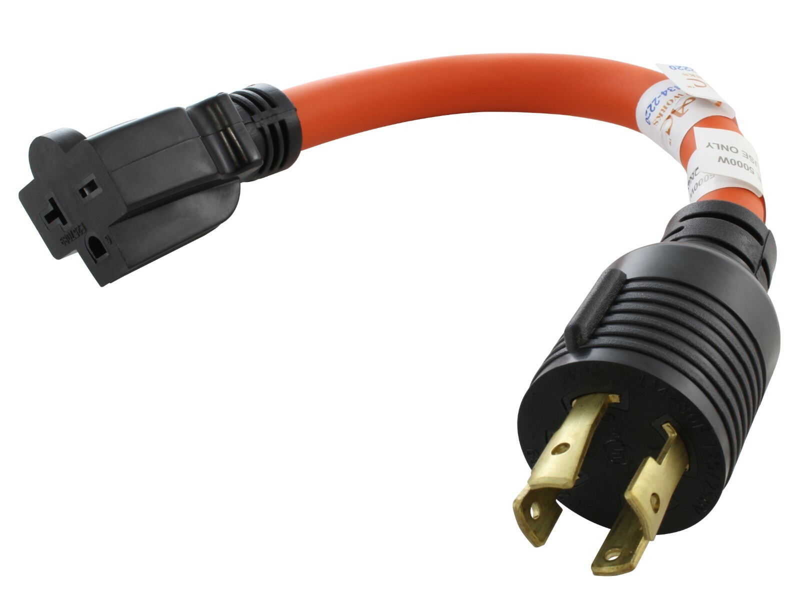 Flexible Generator/Power Tool Adapter NEMA L14-30P to NEMA 6-20R by AC WORKS®