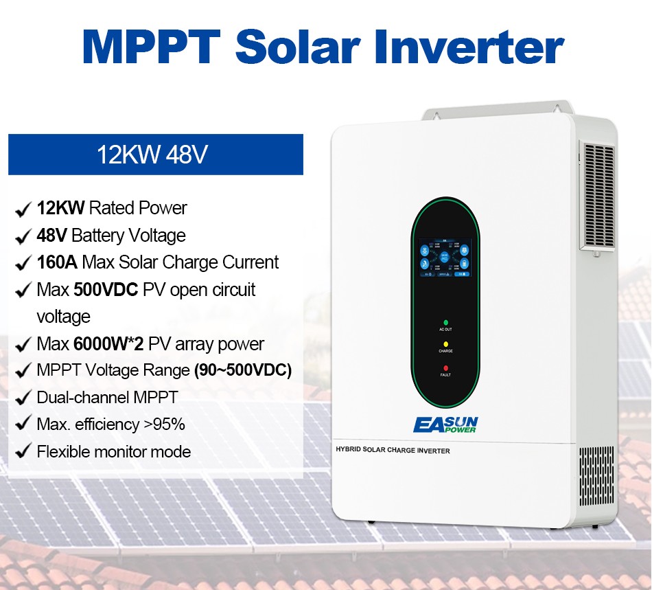 Easun 12KW 48V Solar Inverter Split Phase 120V/240V Dual MPPT 200A Parallel CT