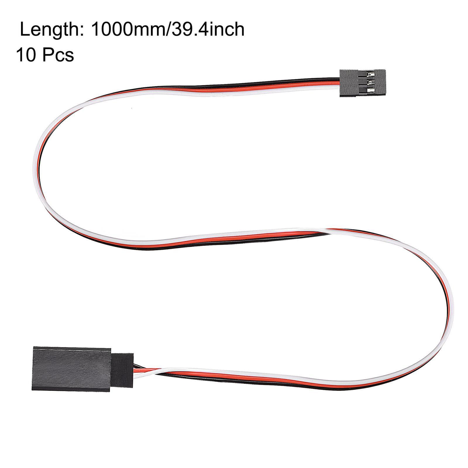 10pcs 3-Pin Servo Extension Cable Cord Connector Lead Wire Male to Female 22AWG