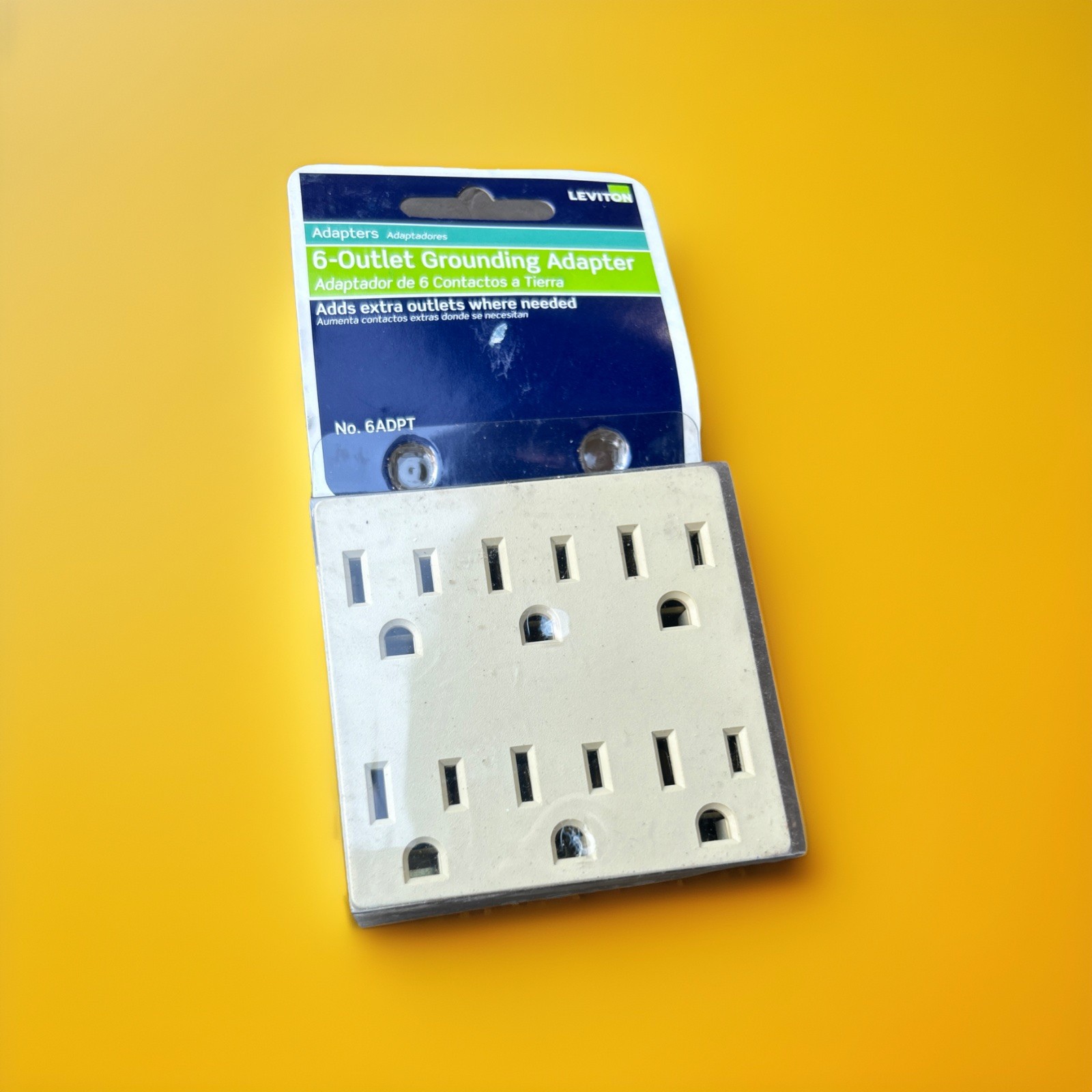 🔥1 Unit ~ Ivory 6ADPT-I 3 Wire 15A/125-Volt 6 Outlet Grounding Adapter🔥