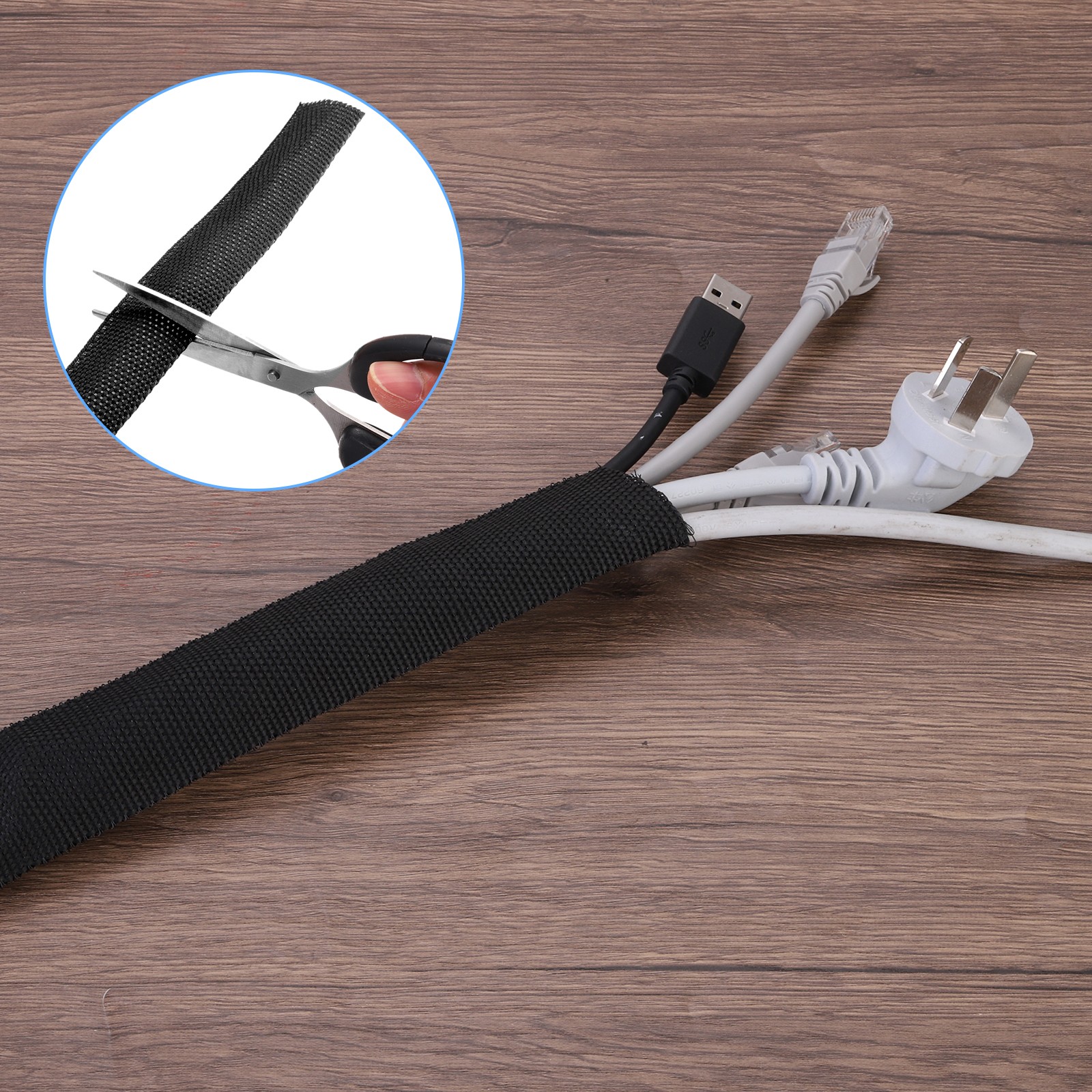Braided Cable Sleeves Heat Shrinkable Fabric Sleeving 1/4″ 40ft Black