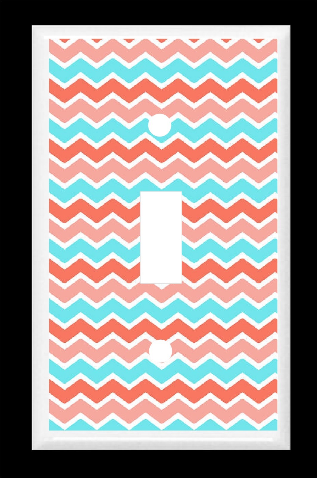 CHEVRON PRINT BLUE GREEN CORAL PINK SHADES LIGHT SWITCH COVER PLATE K1