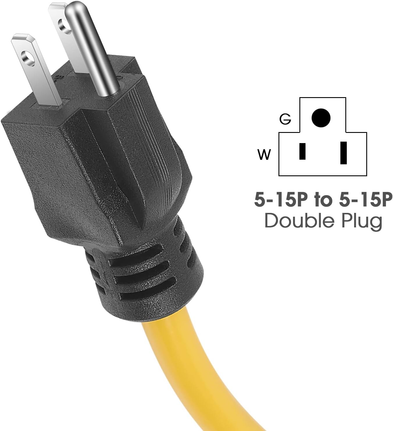 3Prong Plug 12AWG 125V Extension Cord Generator Adapter