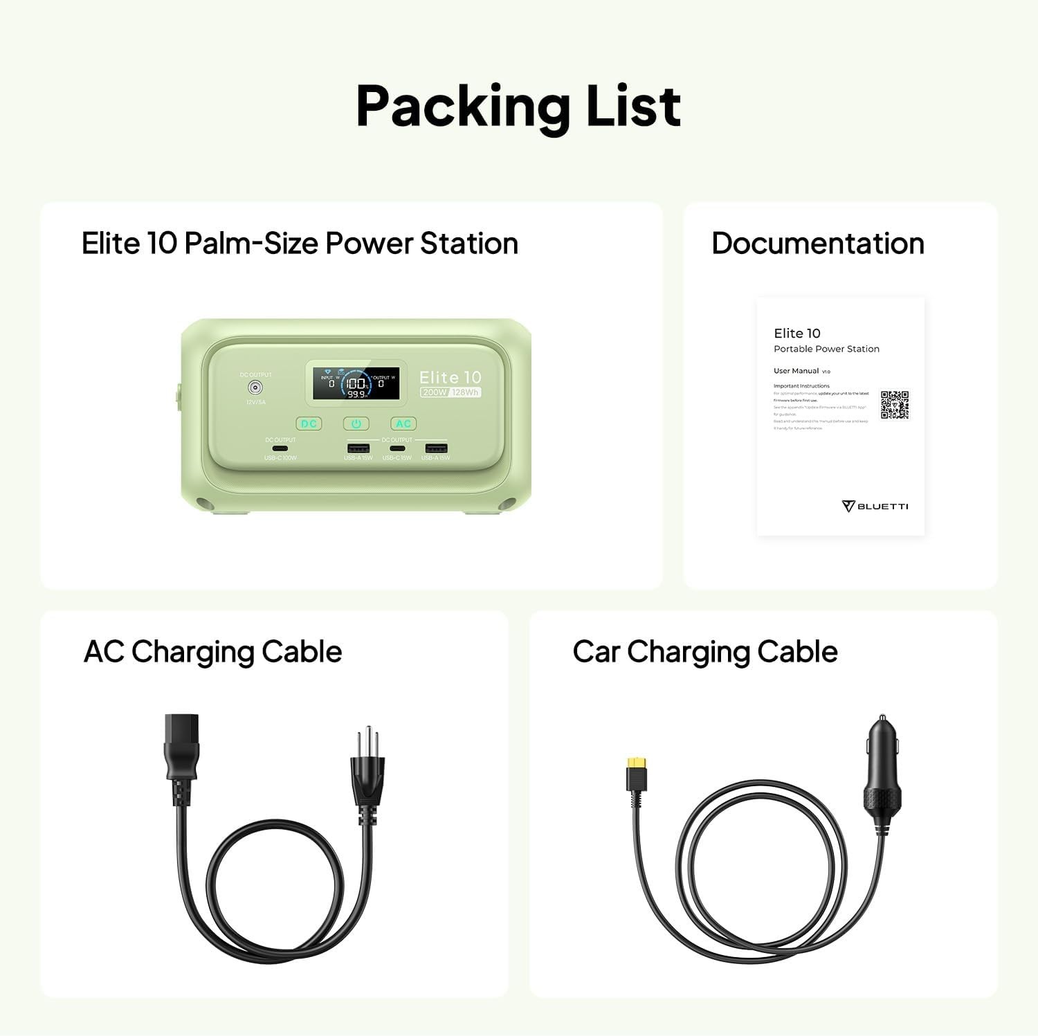BLUETTI Elite 10 Mini 200W 128Wh Portable Power Station LiFePO4 Battery for Trip