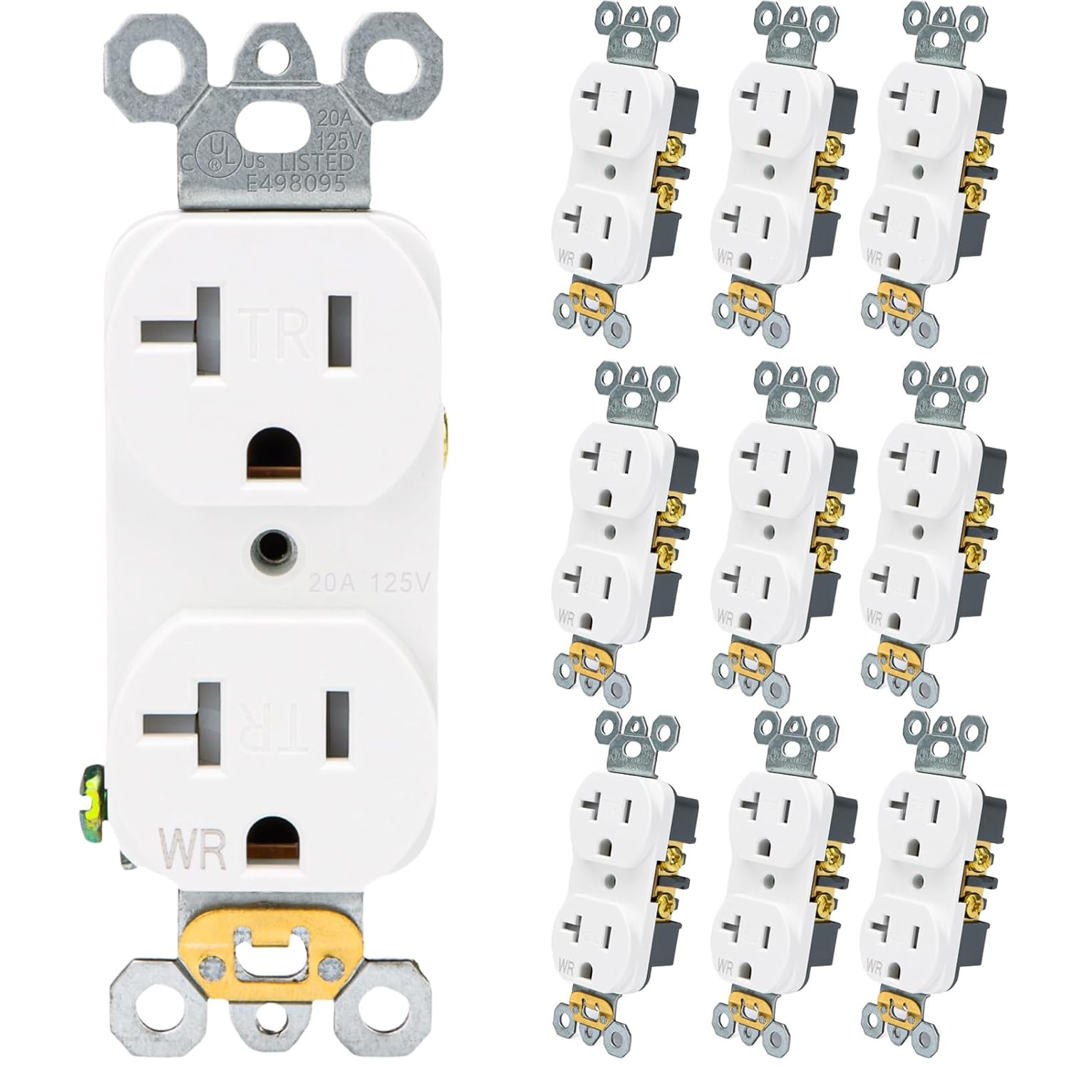 10 Pack Duplex Receptacle Outlet, 20Amp 125V TR & WR Wall Outlet, 2 Pole 3 Wires