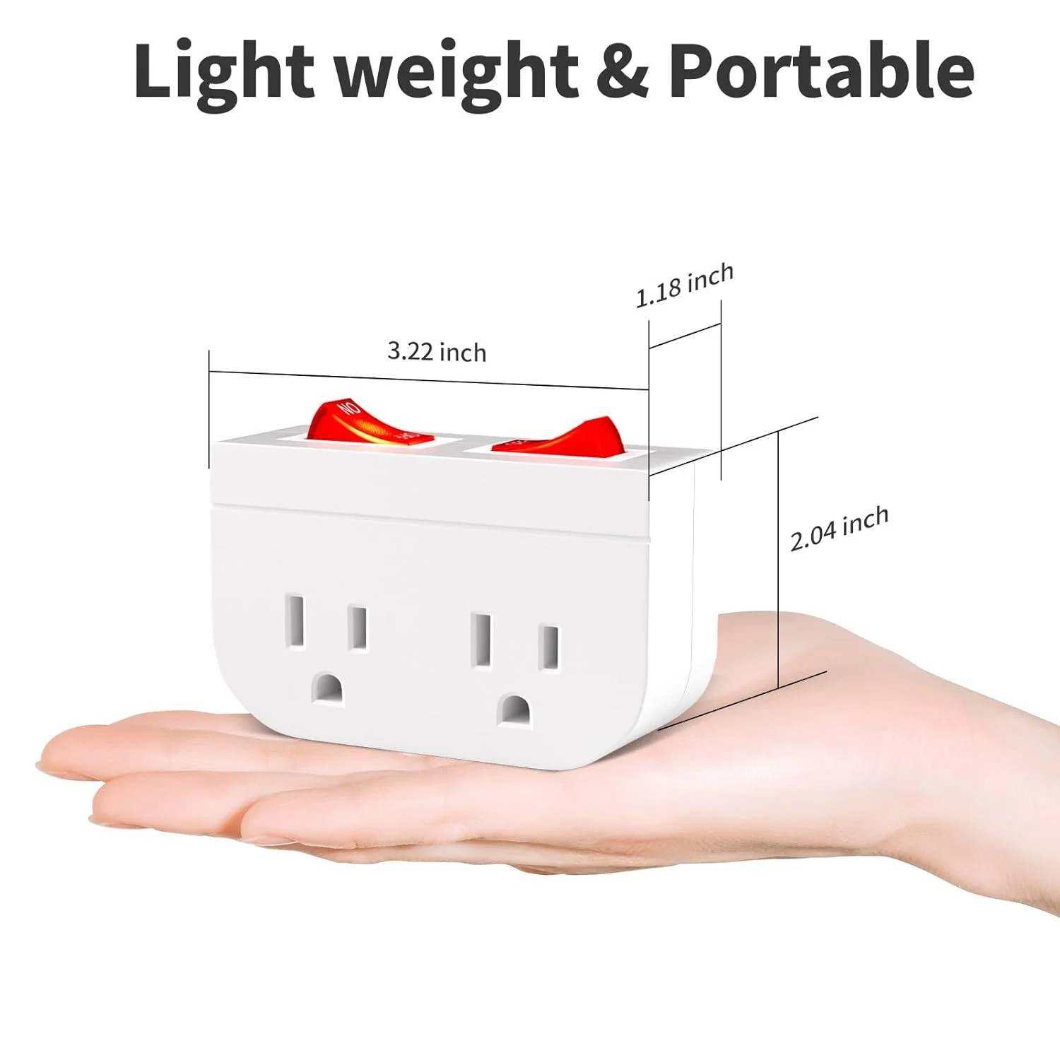 3Pack – POWAWINI Grounded Outlet with Double On Off Switch, Two Port Electrical