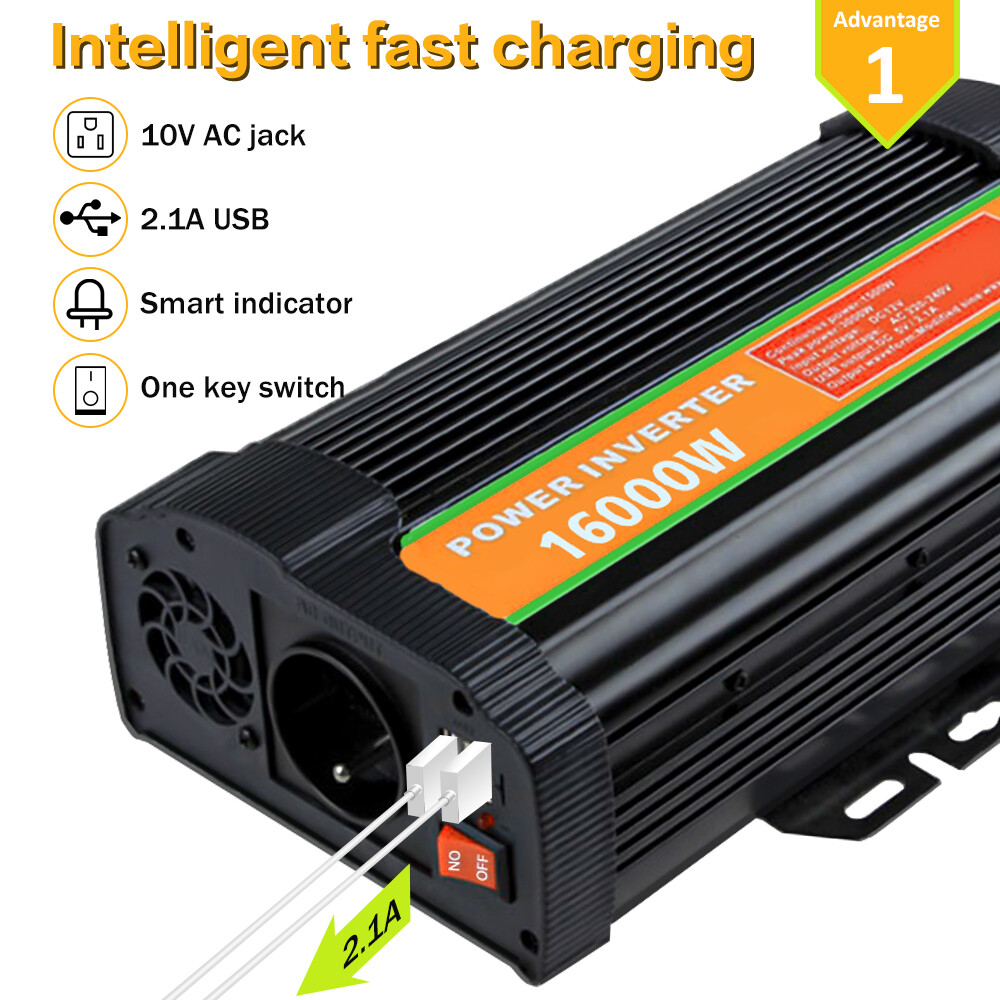 16000W Car Power Inverter DC12V to AC 110V 200W Solar Panel Kit 100A Controller