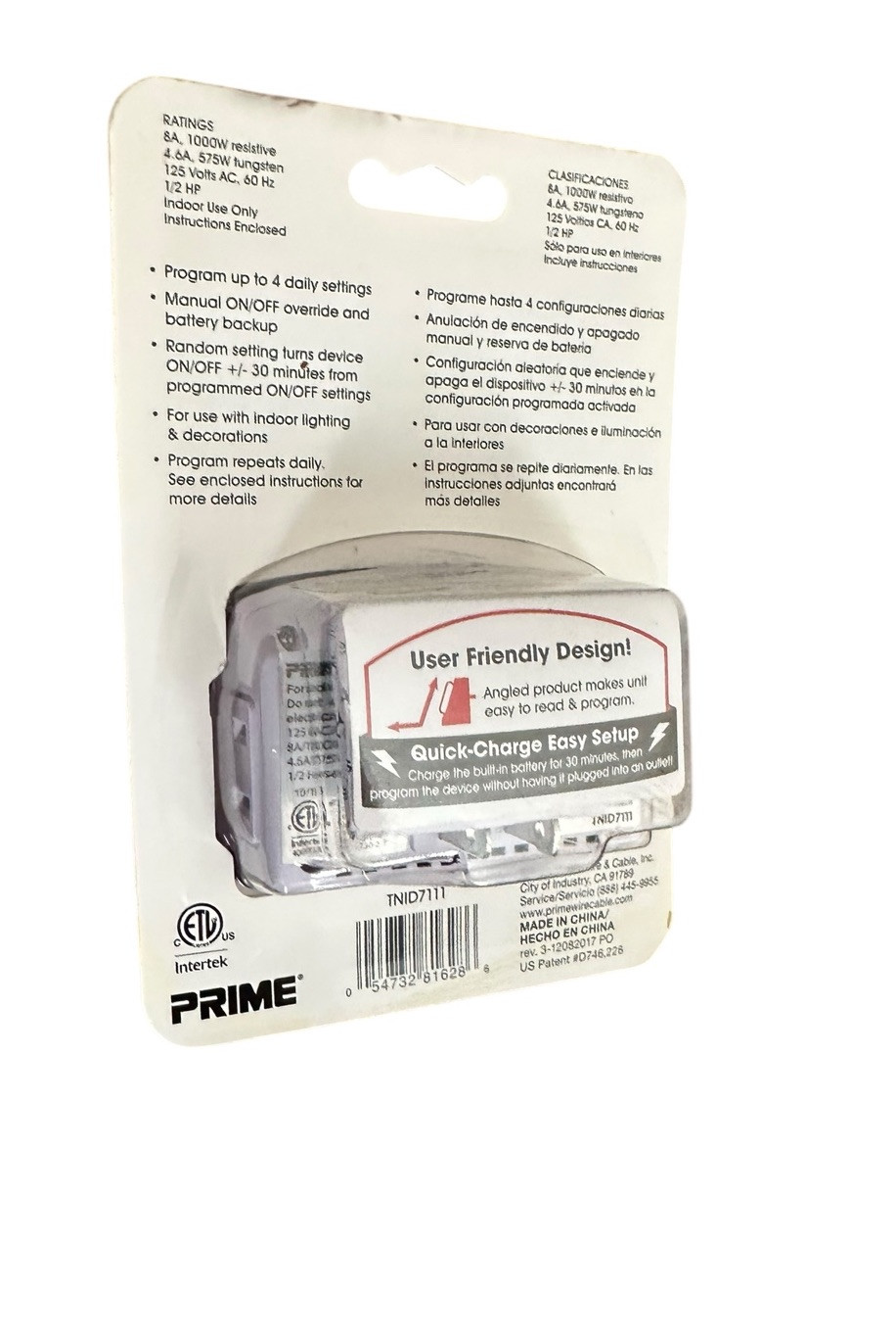New Digital Timer Prime Indoor 24 Hour, 125 Volts, White, 4 On/Off Settings