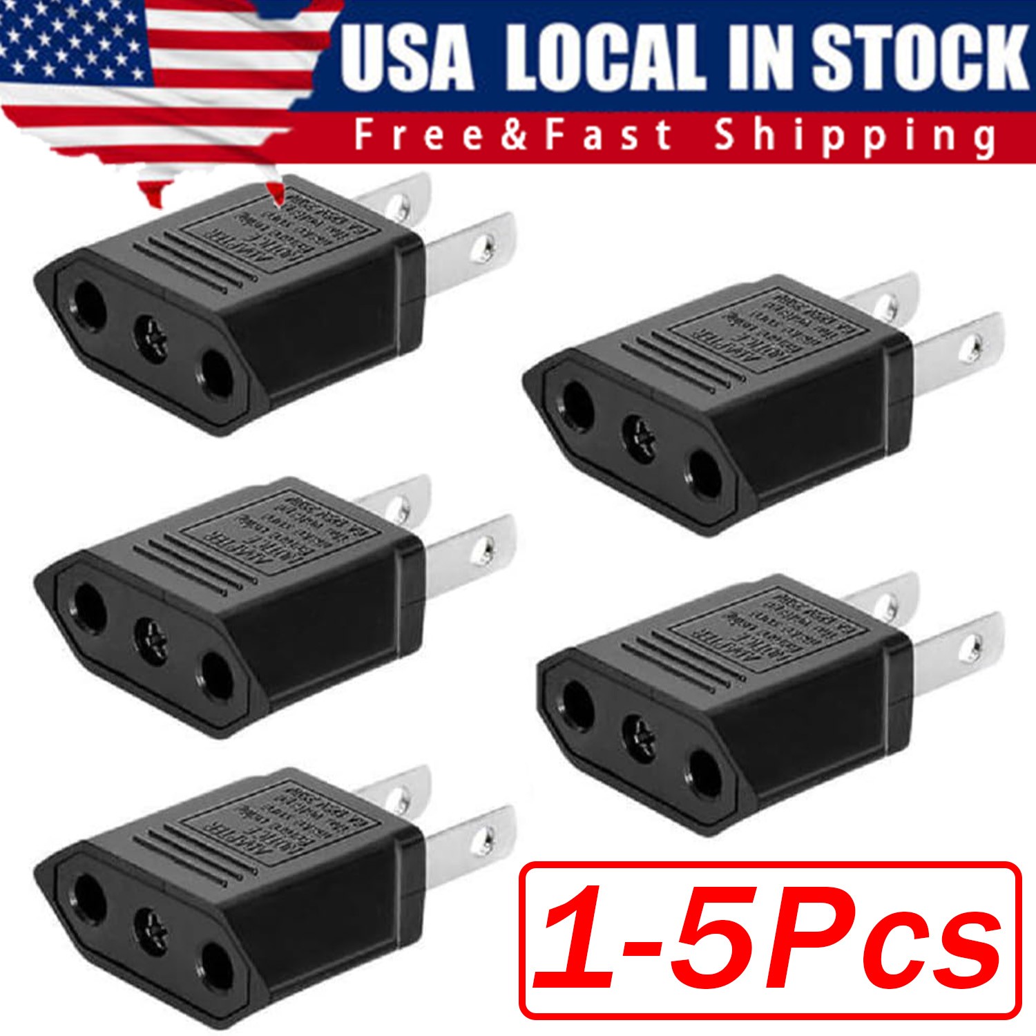 New EU Euro Europe to US USA Power Jack Wall Plug Converter Travel Adapter Us