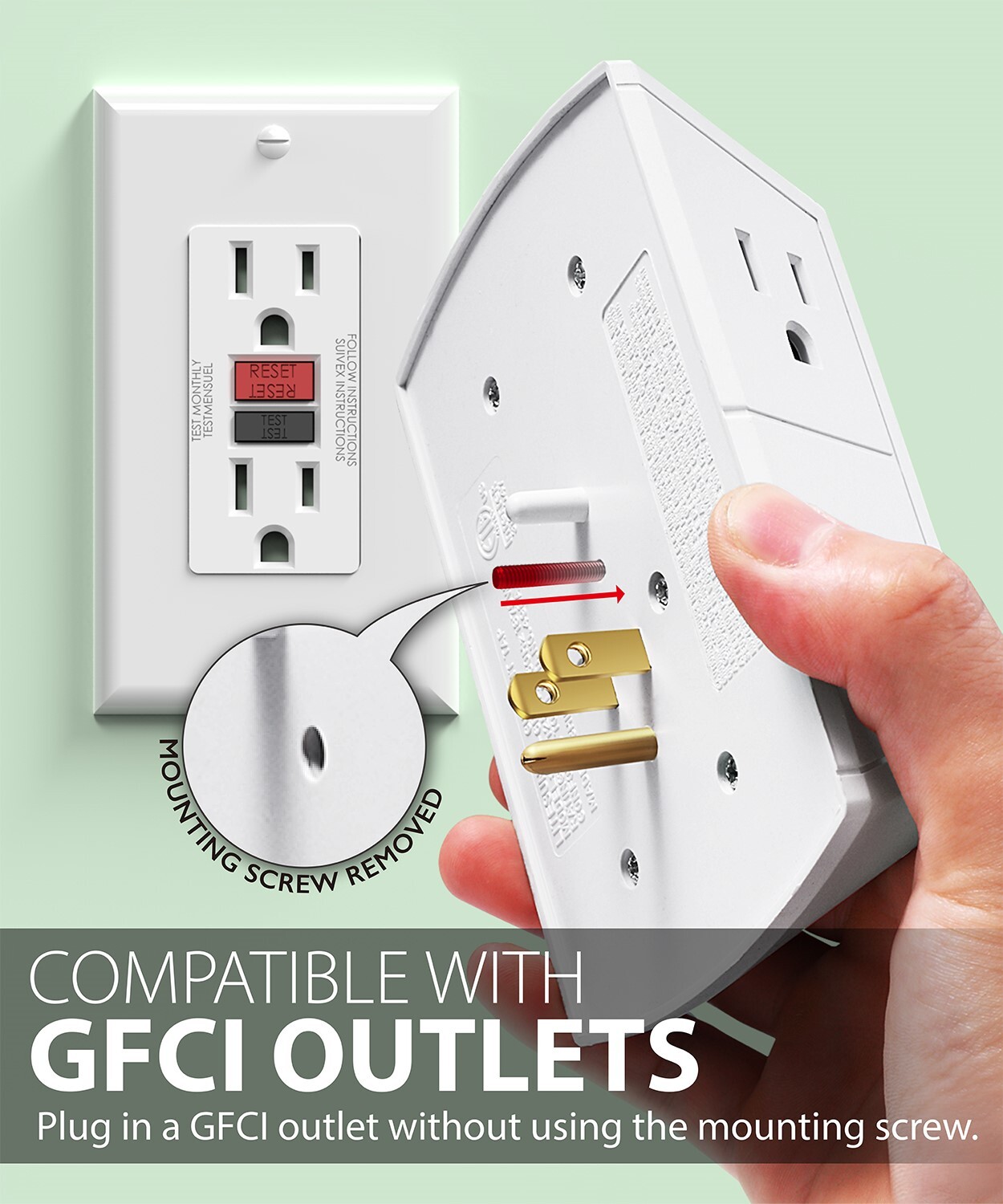6 Outlet Grounded Multi Plug Extender Wall Tap Adapter for Travel Cruise Ship