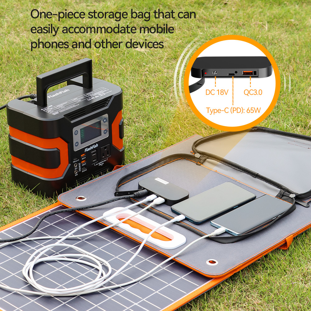 Flashfish 100W Portable Solar Panel for Power Station for Camping RV Refurbished