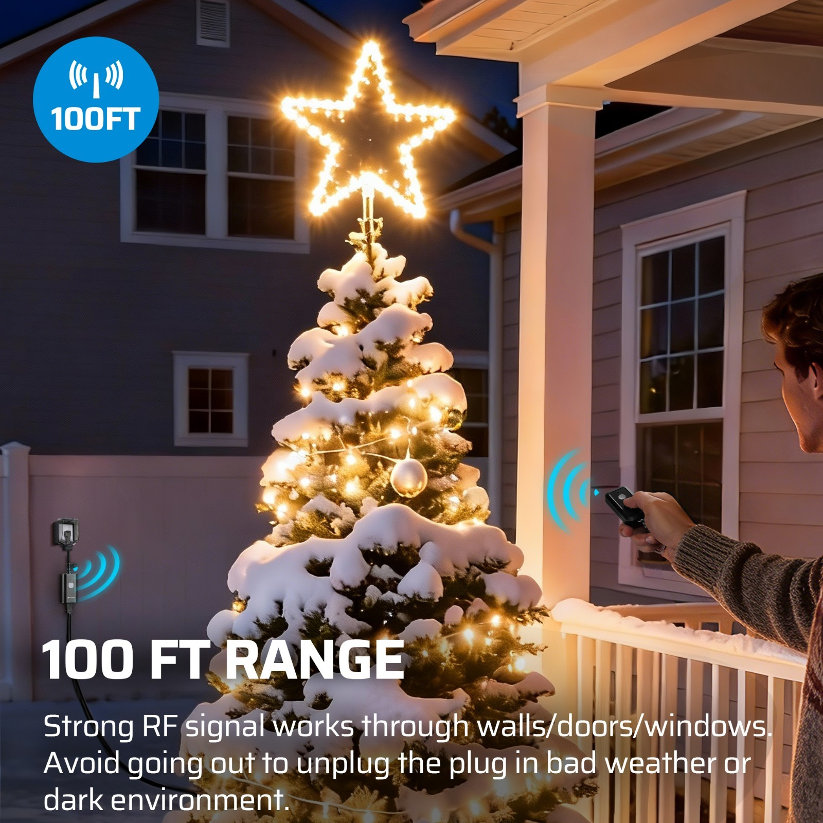 DEWENWILS Outdoor Remote Control Outlet, Weatherproof for Lights Outdoor, 100FT