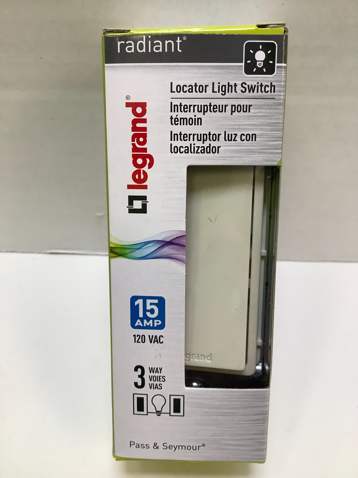 Legrand 15A 3 Way Paddle Wall Switch w/LED Locator, Light Almond, Case of 10