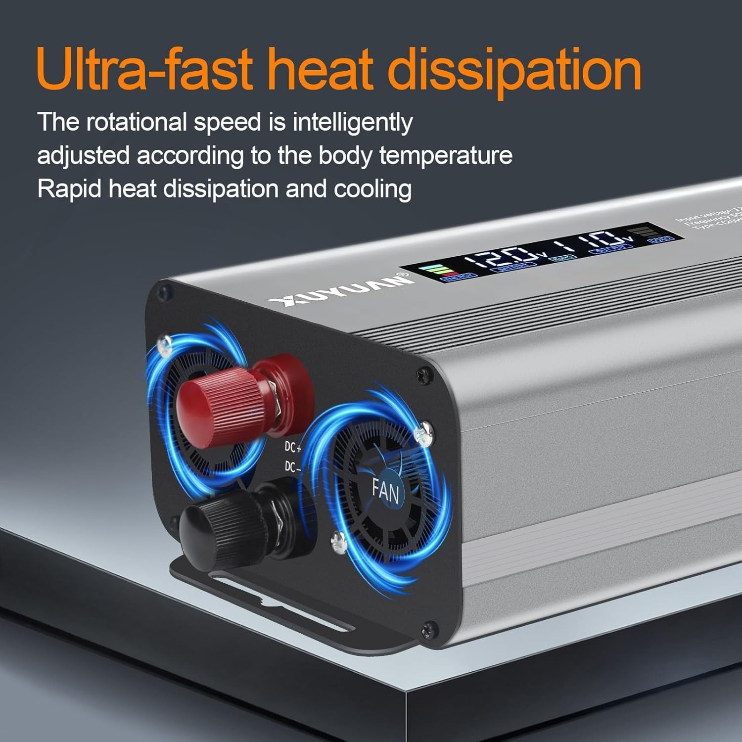 1500W Pure Sine Wave Inverter 12V 24V Auto Detect 50Hz 60Hz LCD Display USB-C