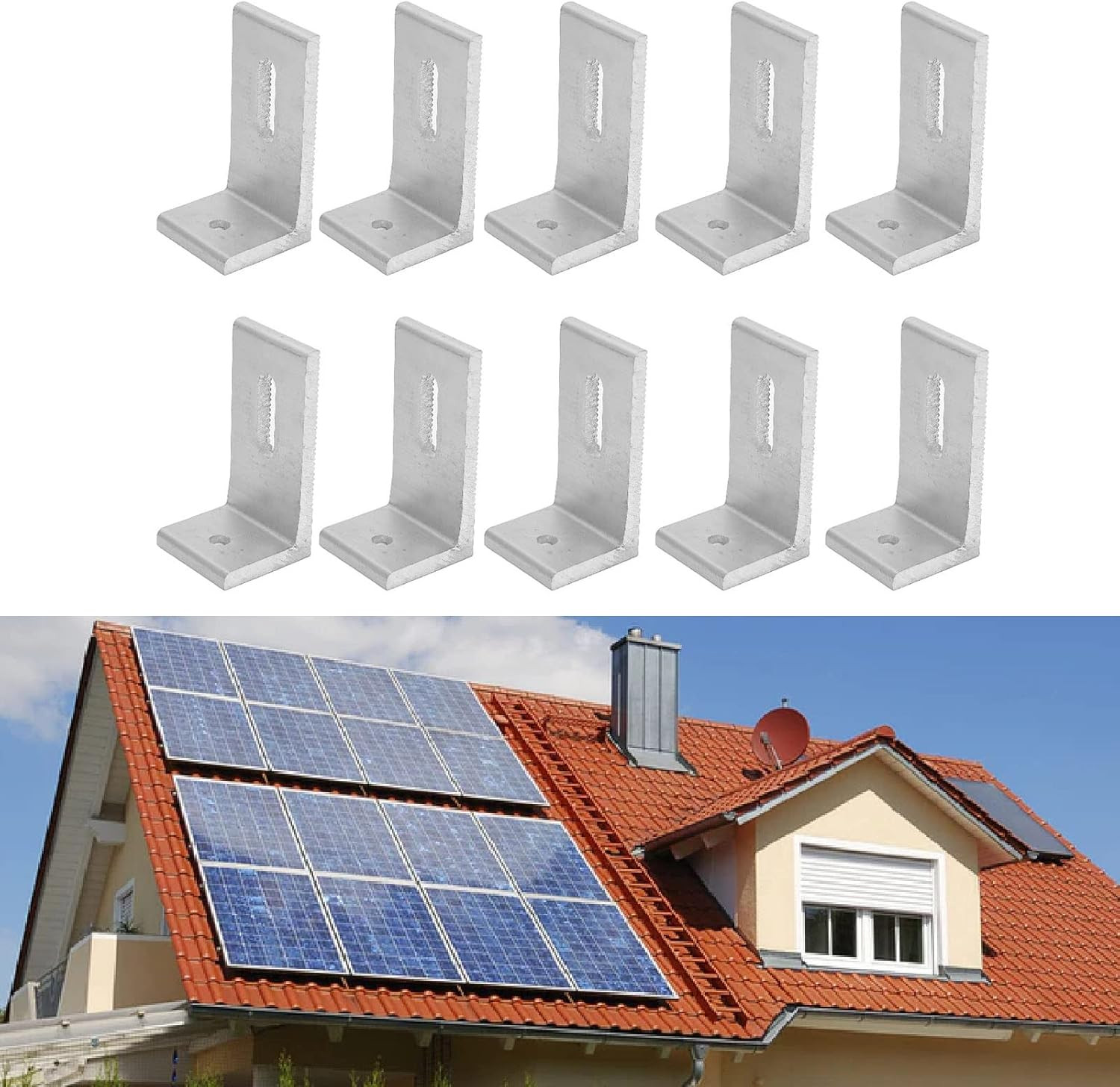 10-Pack Heavy-Duty Aluminum Alloy L-Foot Solar Mounts Photovoltaic Panel Mountin