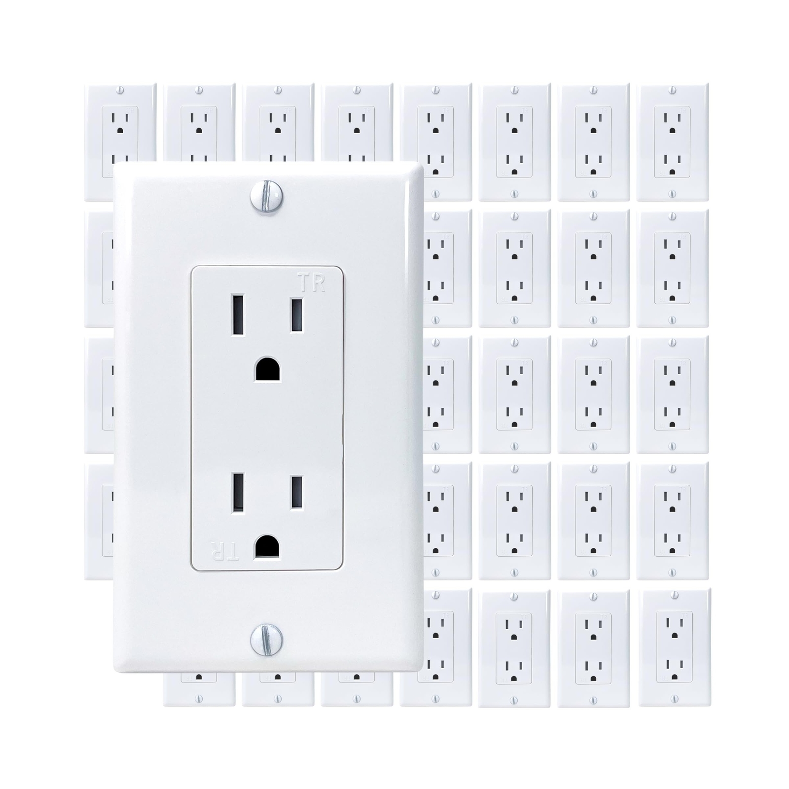 [40-Pack] PROCURU 15 Amp Decorator Wall Outlet Receptacle, Tamper Resistant, …