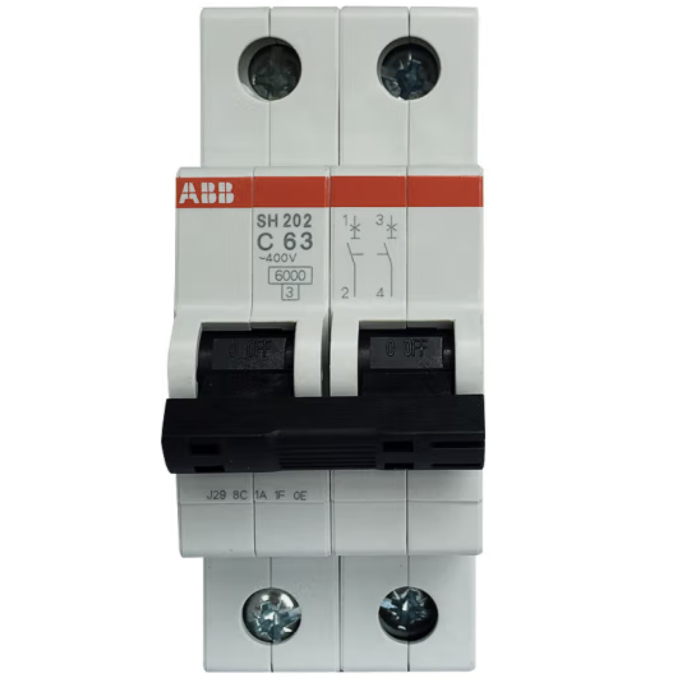 ABB Miniature Circuit Breaker 2 pole 2P C Type 16 20 25 32 40 50 63 Amp 6KA MCB