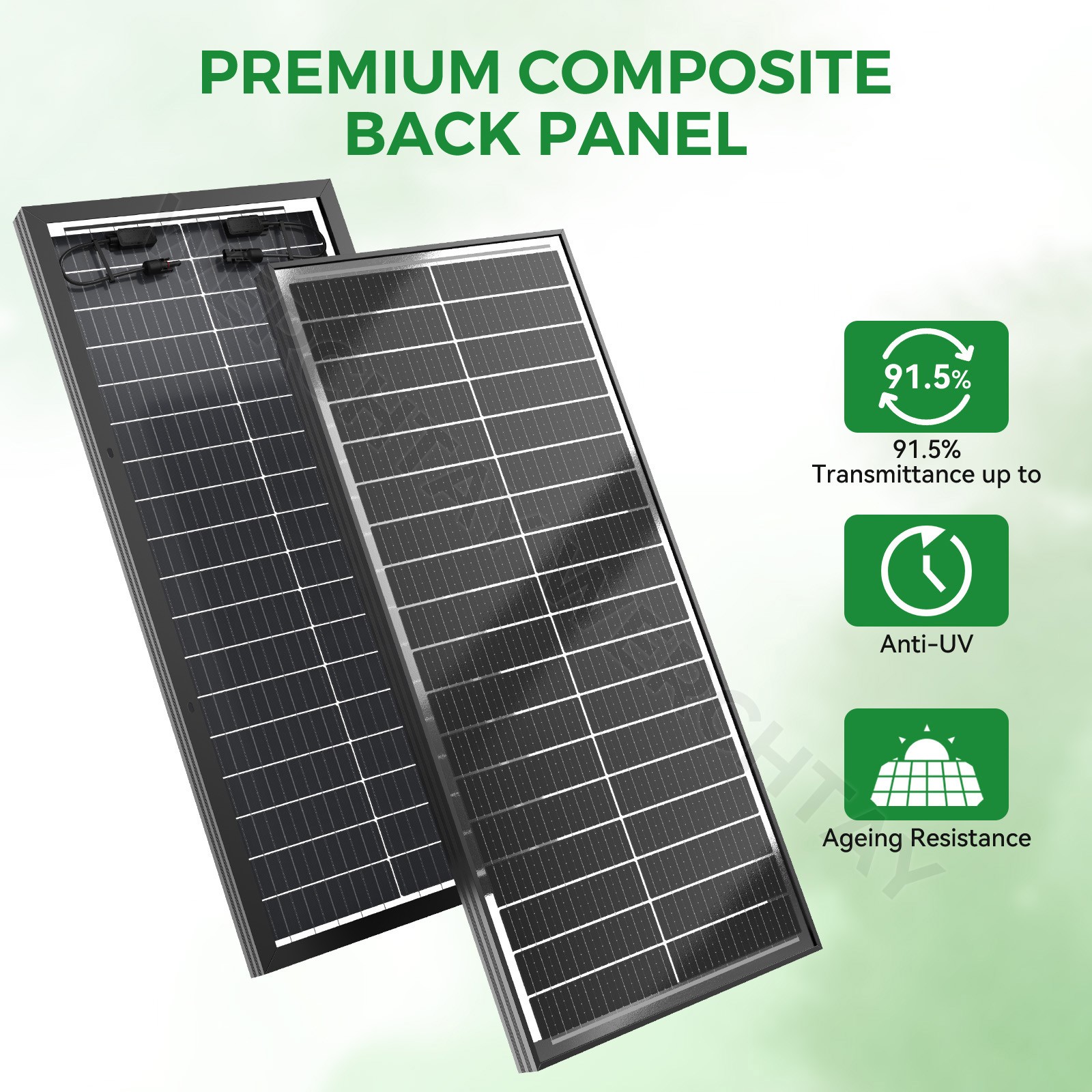 100 Watt Solar Panel Bifacial 12V Home PV Power Off-Grid RV Camper System Carava