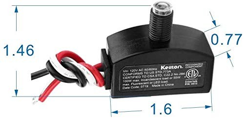 Keilton 120V AC Dusk to Dawn Photocell Light Sensor Outdoor Hard-Wired Post