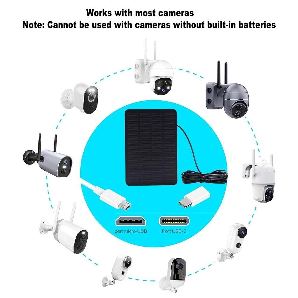 4W Solar Panel for Ring,Blink,Eufycam,Wyze,Reolink Rechargeable Battery Camera