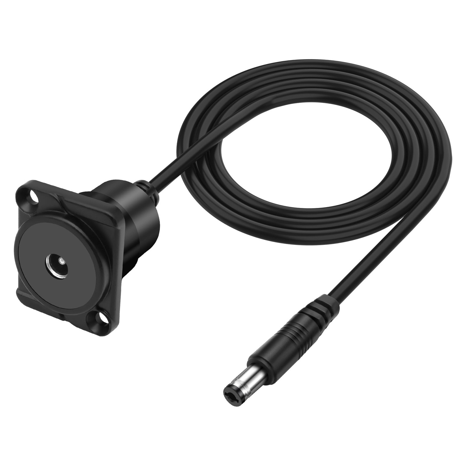 Black 1m 3.2Ft DType DC 5.5×2.1mm Panel Mount Power Extension Cable 12V 24V