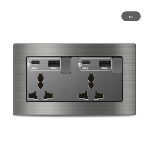UK 13A Wall Socket Type-C 18W Fast Charge Aluminum Switch Panel
