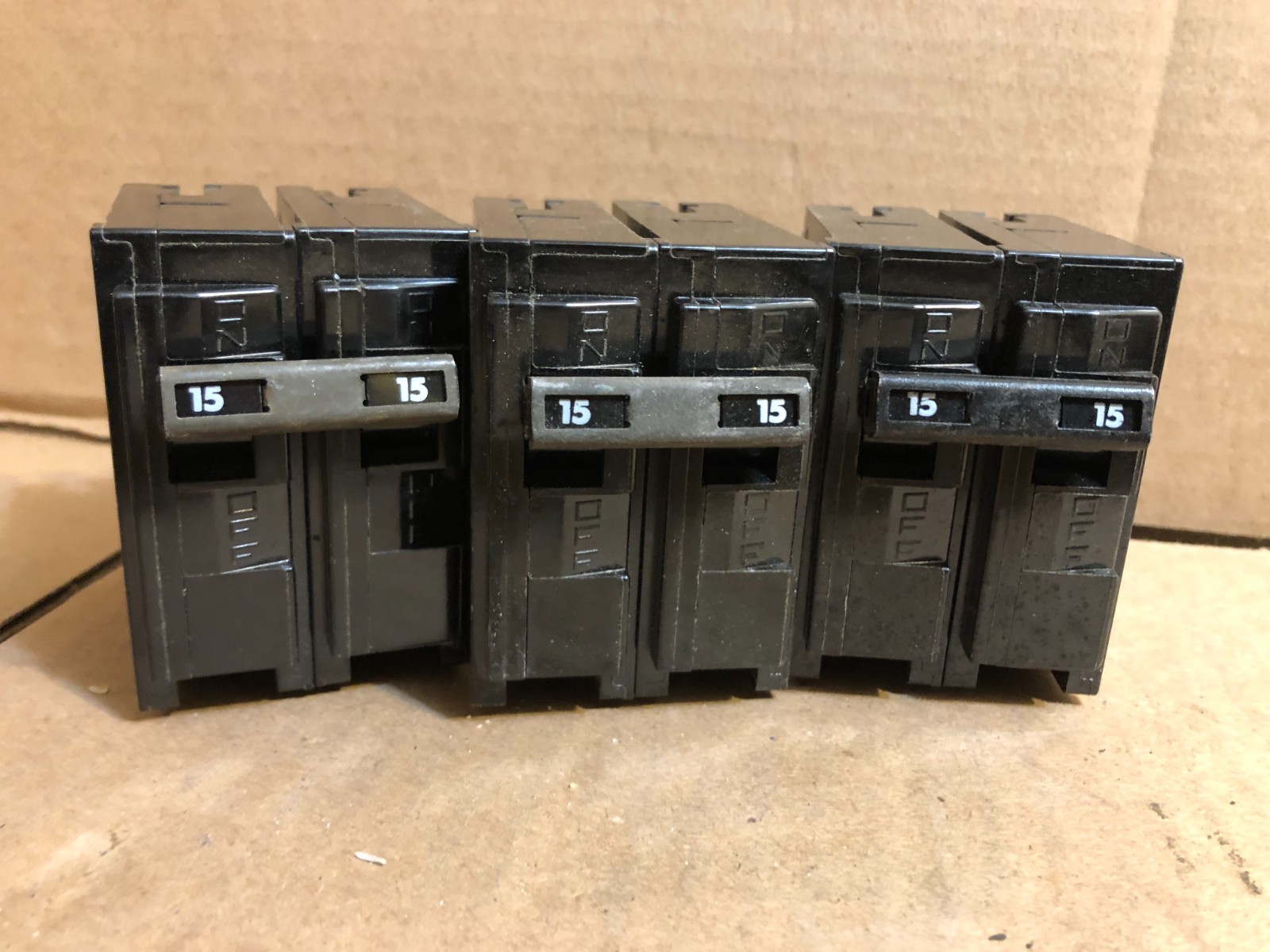 Mixed Lot of 9 15 Amps 120/240V 1 & 2 Pole Circuit Breakers