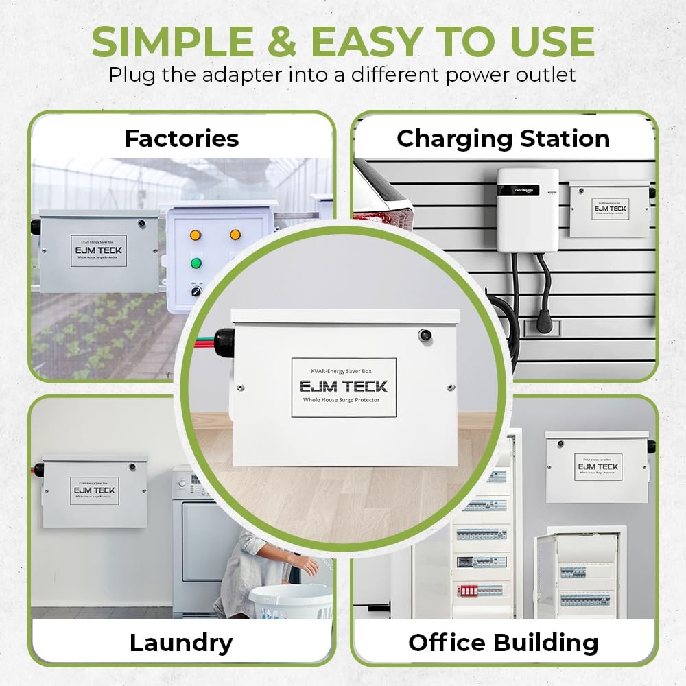KVAR Energy Saver, 300 Amp Home Energy Saver Box & Surge Protector for Whole