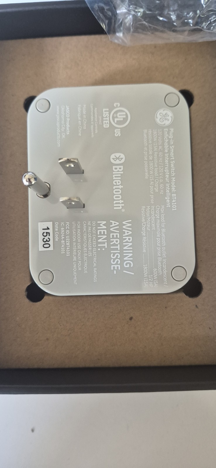 GE Plug-In Smart Switch Bluetooth Wireless Control & Dim Lights T23- 13867