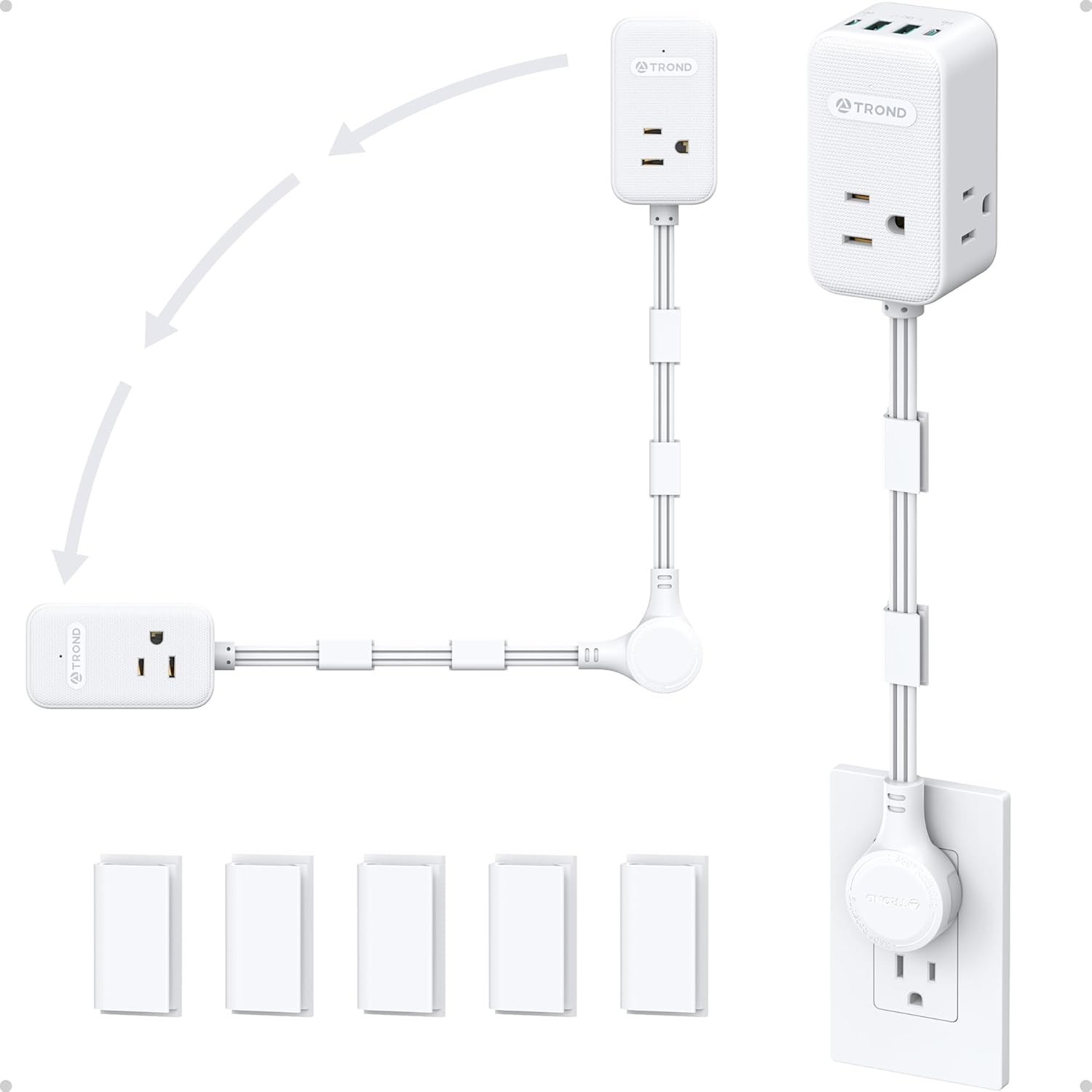 Effortless Access 3 AC Outlets & USB-C Port with Innovative 360° Plug Design