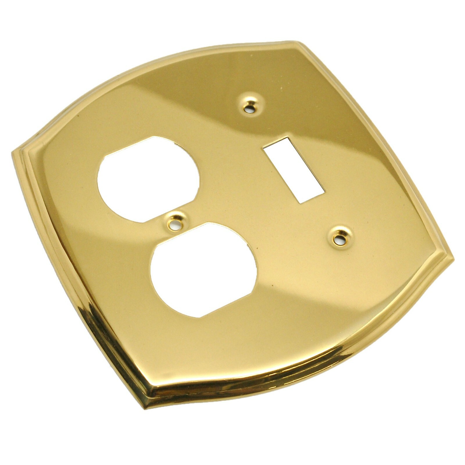AMEROCK Accents Solid Polished Brass Single Toggle Double Outlet Switchplate