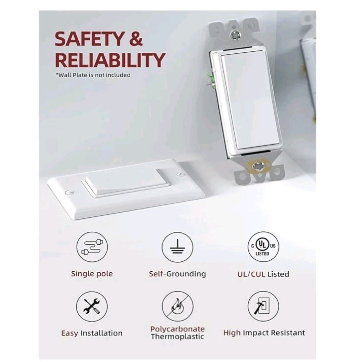 AIDA Single Pole Rocker Decora Light Switch