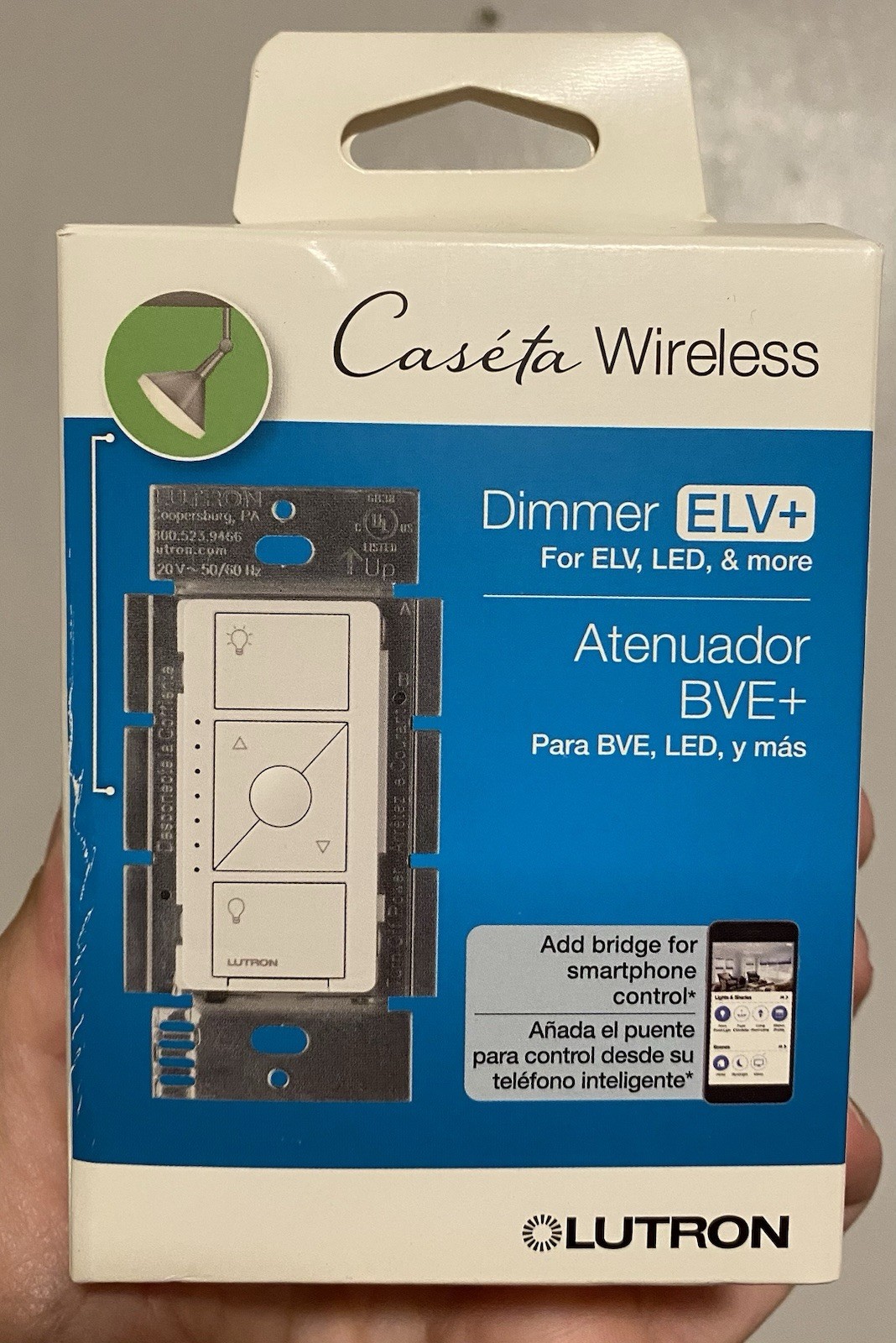 Lutron Caséta Wireless ELV+ Dimmer Wall Switch PD-5NE-LA Light Almond 120V LED
