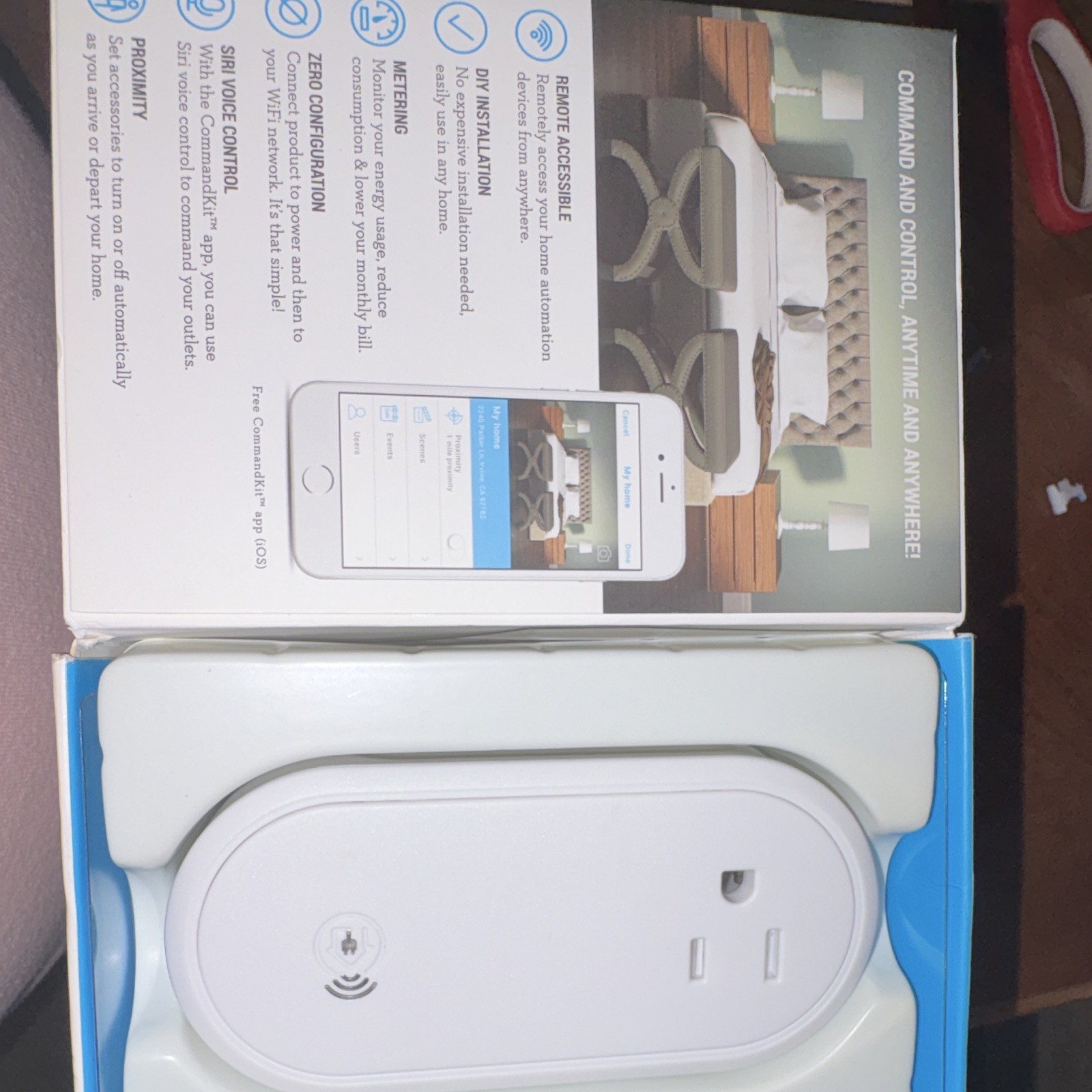 Incipio CommandKit Wi-Fi Smart Outlet Plug, Apple HomeKit, Energy Monitor, White