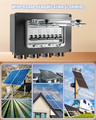 32A Solar DC Circuit Breaker Box 4 Strings, 12–1000V Solar Panel Disconnect