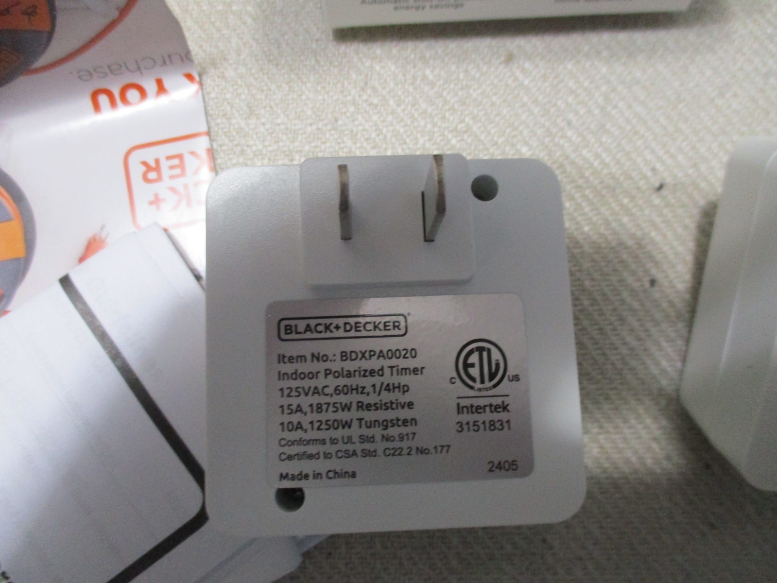 2 pk Black+Decker Indoor Light Programmable Polarized Timers Analog Timer Outlet